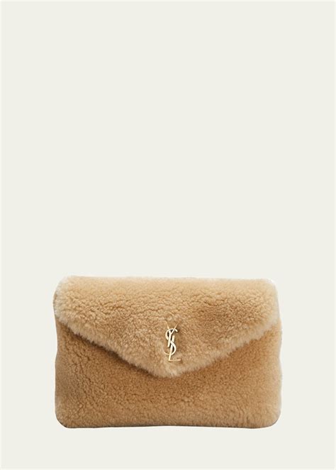 saint laurent puffer small ysl shearling pouch clutch bag|puffer saint laurent bags.